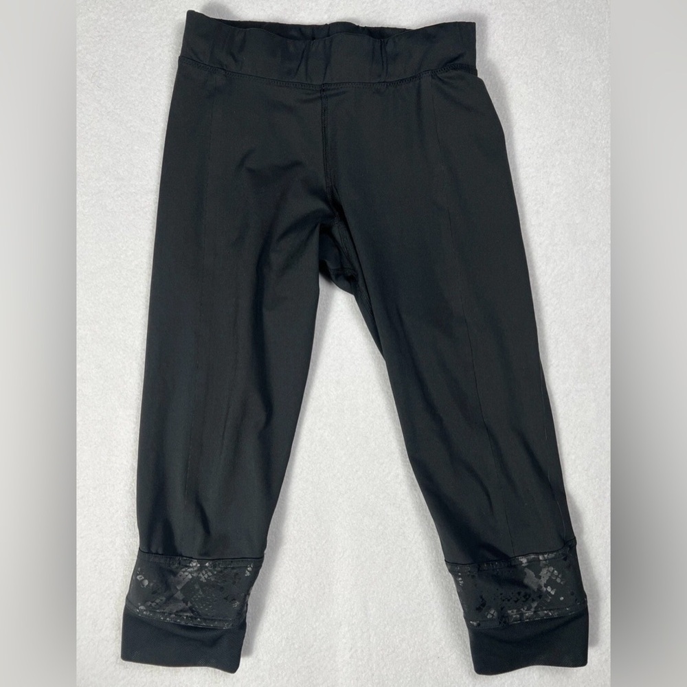 Stella McCartney X Adidas Women's Cropped Leggings Black Faux Snakeskin Lined XS